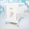 Patut Bebe din Lemn Masiv, BabyDreams Balu cu Sertar, 133x71x106 cm, Alb-Bej, Design Elegant Italia 