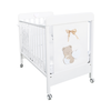 Patut Bebe din Lemn Masiv, BabyDreams Balu cu Sertar, 133x71x106 cm, Alb-Bej, Design Elegant Italia 