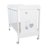 Patut Bebe din Lemn Masiv, BabyDreams Balu cu Sertar, 133x71x106 cm, Alb-Gri, Design Elegant Italia 