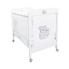 Patut Bebe din Lemn Masiv, BabyDreams Cielo Mio cu Sertar, 133x71x106 cm, Alb-Gri, Design Elegant Italia 