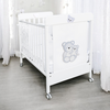 Patut Bebe din Lemn Masiv, BabyDreams Cielo Mio cu Sertar, 133x71x106 cm, Alb-Gri, Design Elegant Italia 