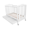 Patut Bebe din Lemn Masiv, BabyDreams Clasico cu Sertar, 133x71x106 cm, Alb, Design Elegant Italia 