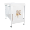 Patut Bebe din Lemn Masiv, BabyDreams Trudi cu Sertar, 133x71x106 cm, Alb-Bej, Design Elegant Italia 