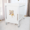 Patut Bebe din Lemn Masiv, BabyDreams Trudi cu Sertar, 133x71x106 cm, Alb-Bej, Design Elegant Italia 