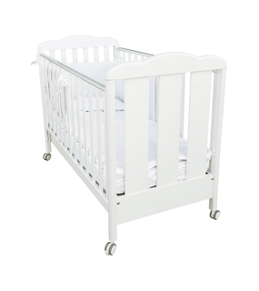 Patut Bebe din Lemn Masiv, BabyDreams Clasico cu Sertar, 133x71x106 cm, Alb, Design Elegant Italia 